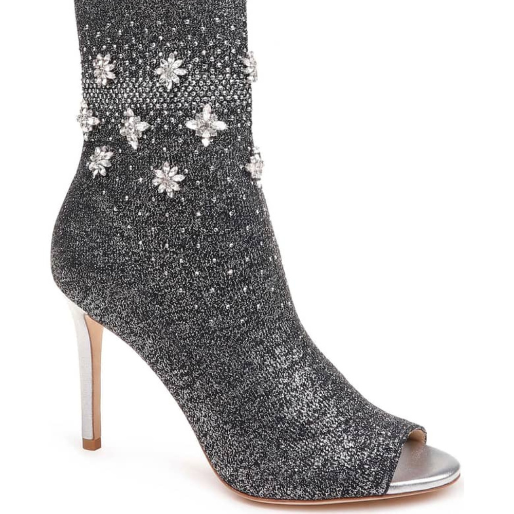 Badgley Mischka Vivi Peep Toe Sock Bootie NIB